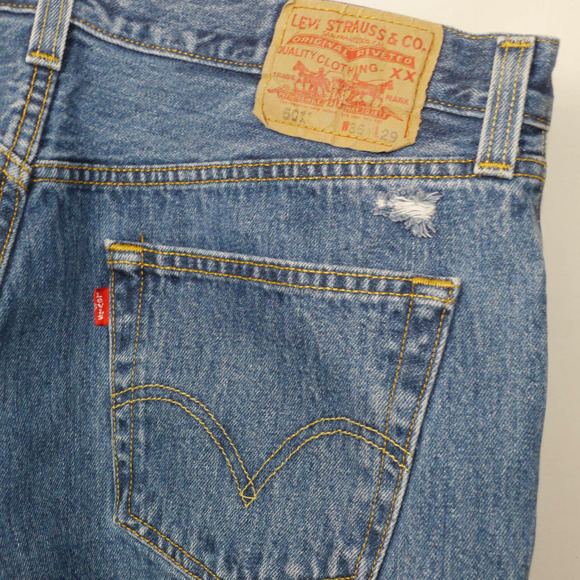 Levis 501 Vintage Button Fly Distressed Jean W36 - Picture 7 of 9